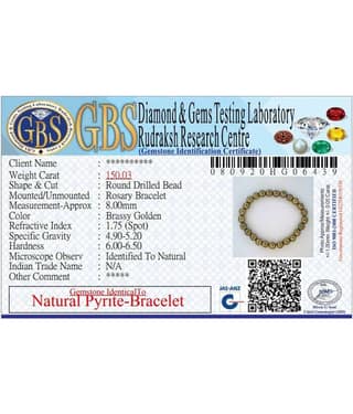 KESAR ZEMS Natural Pyrite Stone Stretchable Bracelet With Certificate For Unisex (10 x 2 x 1 CM)