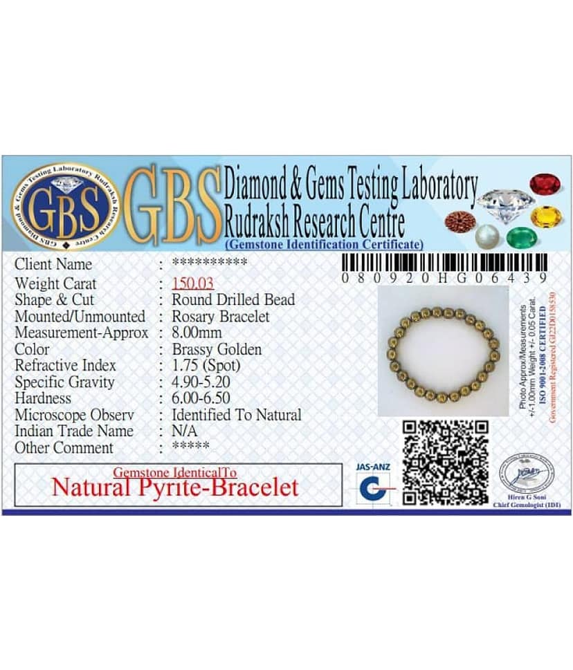 KESAR ZEMS Natural Pyrite Stone Stretchable Bracelet With Certificate For Unisex (10 x 2 x 1 CM)