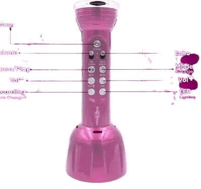 Superier Quality With LED Wireless Bluetooth Microphone Connection Player Speaker 2-in1 With Recording + USB+FM Microphone (Pink) view 3