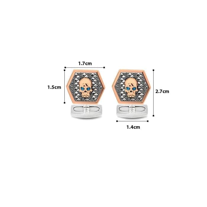 18k Rose Gold Plated Silver Dangerous Skull Limited Edition Cufflinks view 4
