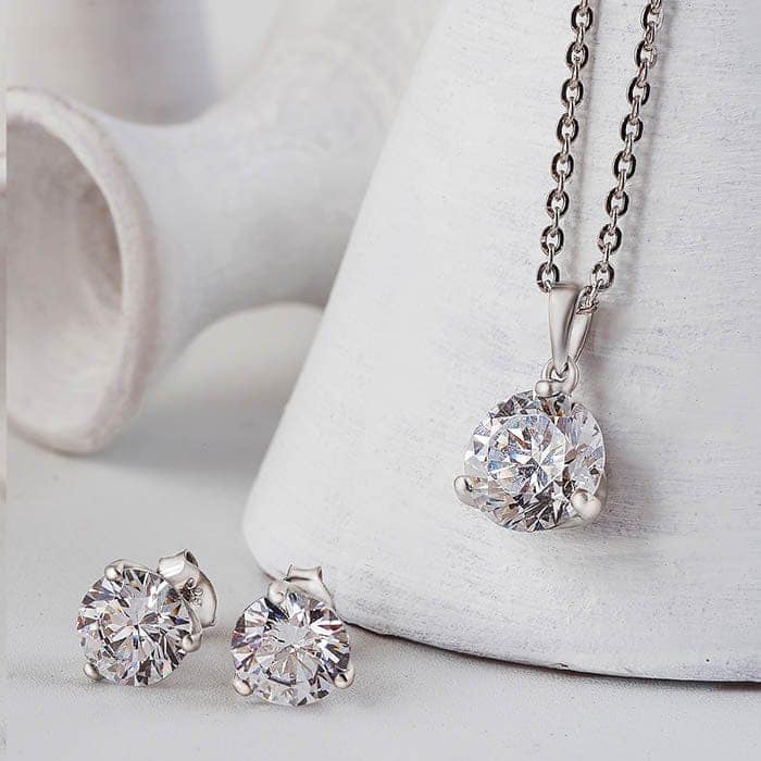Silver Solitaire Dream 4 mm Earrings with 6 mm Pendant Set view 3