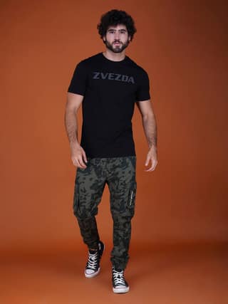 Men’s Round Neck Branded Cotton Jersey T-Shirt Black