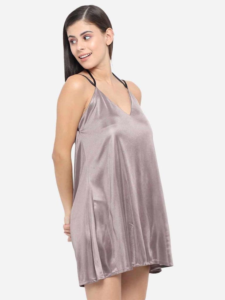 Solid Taupe Honeymoon Bridal Bikini Dress and Hot Babydoll Nightdress B37Bm view 8