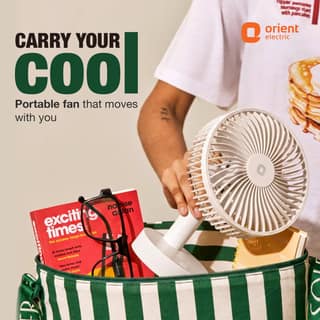 Orient Elfie 5" Compact Size Personal Fan | Chargeable Portable Fan | Mini Handheld Orient Elfie 5" Compact Size Personal Fan | Chargeable Portable Fan | Mini Handheld - Cloud White