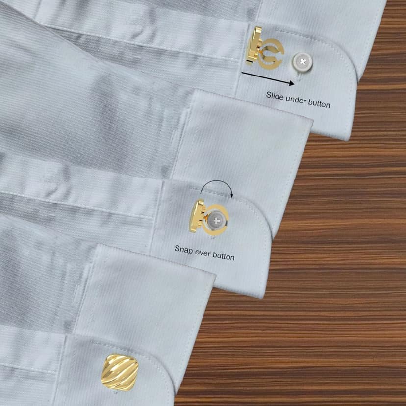 The Smart Buttons - Gold Colour Plated Shirt Button Cover Cufflinks for Men - Waves Style view 5