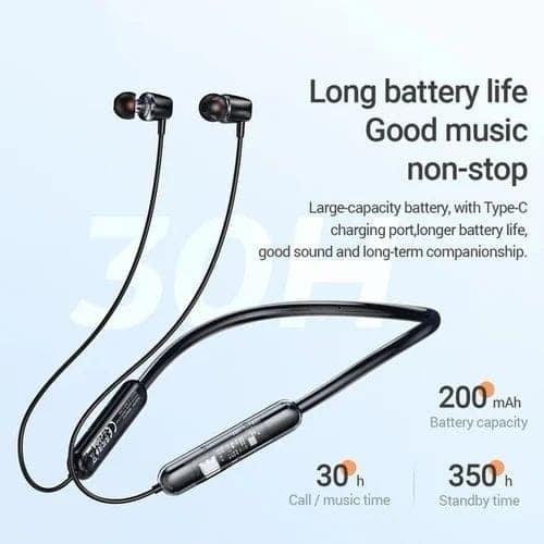 BT Transparent Stereo Battery Life 72 hrs Neckband Call Vibration Alart Bluetooth Headset (Pack of 2) Black view 3