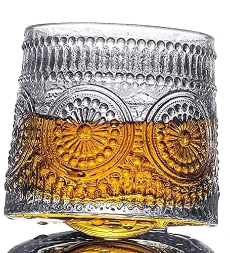 Italian Premium Rotating Whiskey Glasses 240 Ml Old Fashioned Tumblers Spinning Drinking Bourbon Glass for Scotch, Liquor & Cocktails, Whiskey, Wine, Rum Perfect for Home, Bar, Casino Party