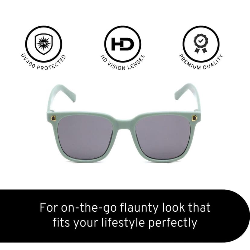 4Flaunt UV Protected Square Wayfarer Sunglasses For Kids | Age : 5-12 Years (C6 - Green) view 4