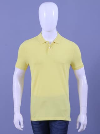 Men's Yellow Enzyme Finish Solid PoloT-Shirt