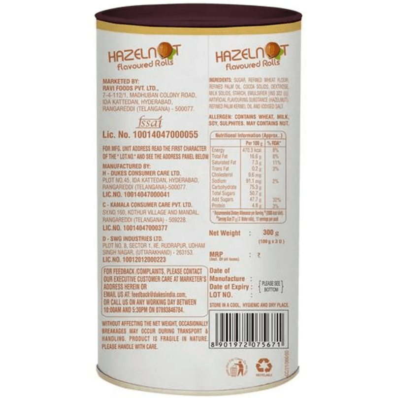 Dukes Hazulnut Rolls Tin Gift Pack view 2
