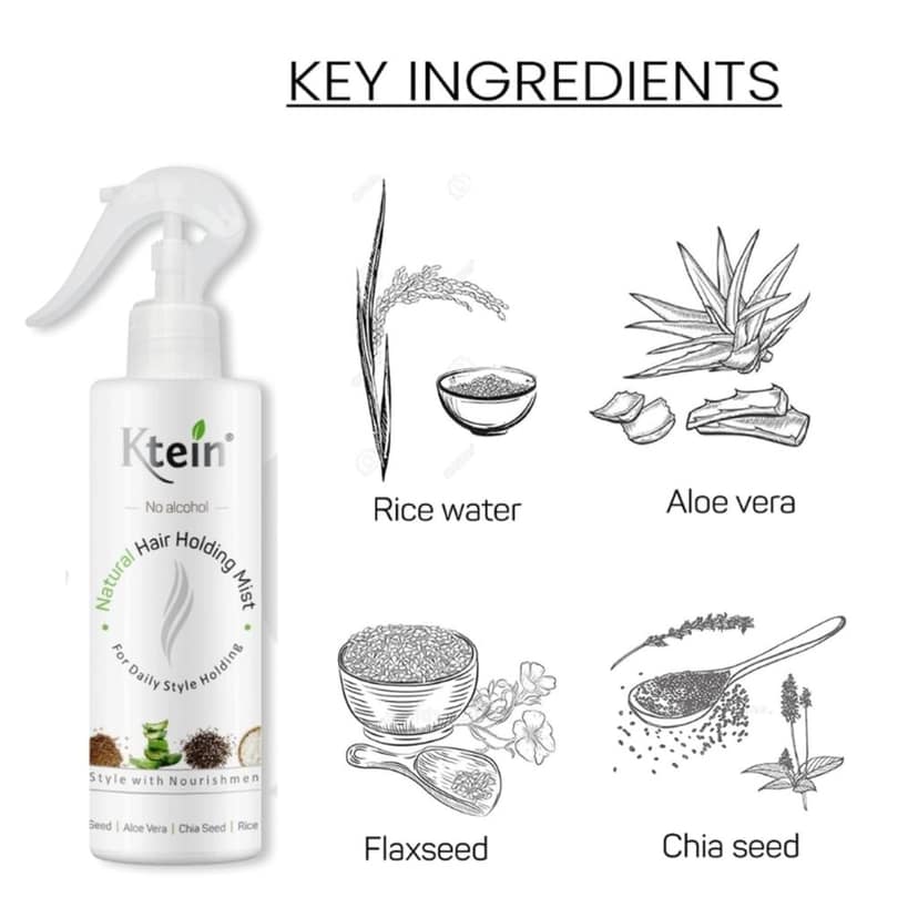Ktein All in 1 Natural Hair Heat Protection Spray with Argan Oil Vitamin E Pro Vitamin B3 and Holding Spray 200ml view 3