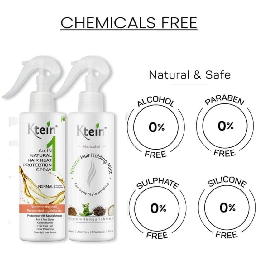 Ktein All in 1 Natural Hair Heat Protection Spray with Argan Oil Vitamin E Pro Vitamin B3 and Holding Spray 200ml view 6
