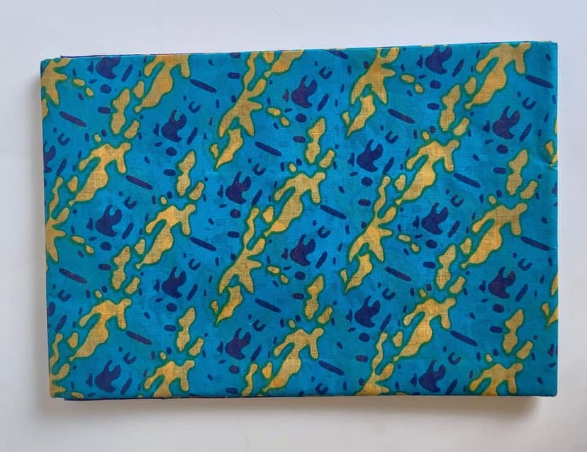 Blue and Green Floral Printed Cotton Fabric view 2