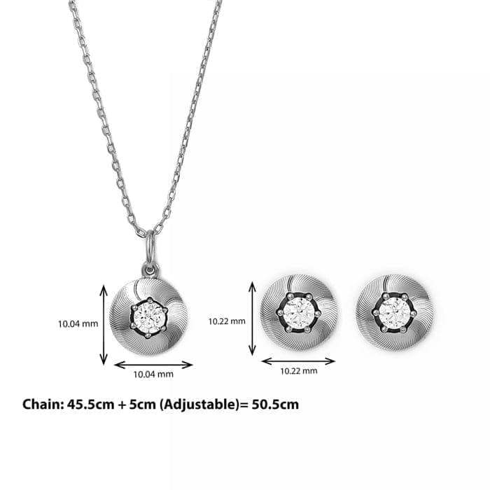 Silver Round Illusion Pendant Set view 5