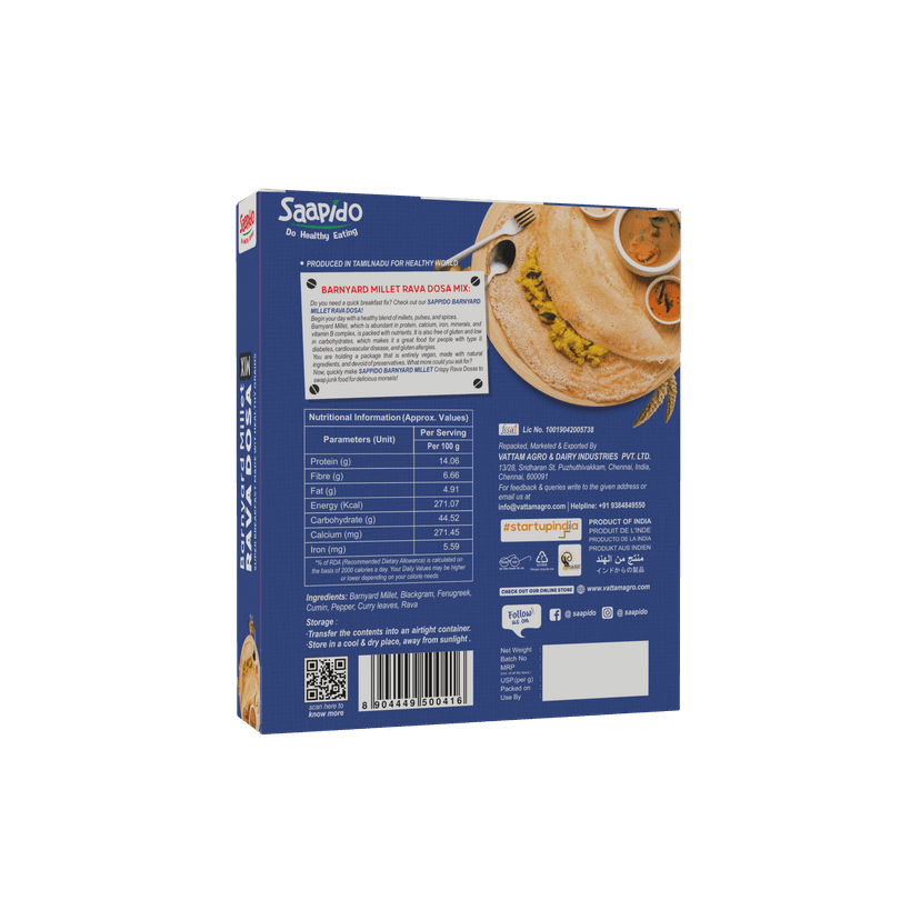 Saapido Barnyard Millet Rava Dosa Mix 500g view 2