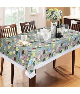 Printed PVC 6 Seater Rectangle Table Cover ( 228 x 152 ) cm Pack of 1 Green