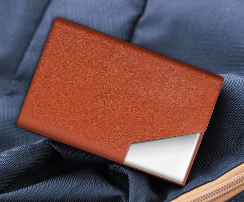 Small Pocket-Sized Metal ID, Credit-Debit Card Holder with Magnetic Shut Button for Men & Women-B view 2