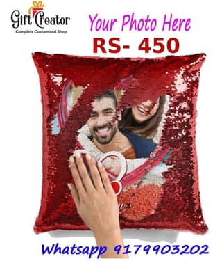 GiftCreator Personalized/Personalise Photo Magic/Magical Cushion/Pillow with 1 Photo Gifting/Gift Cushion for Your Loved Ones Size 16x16 Inches