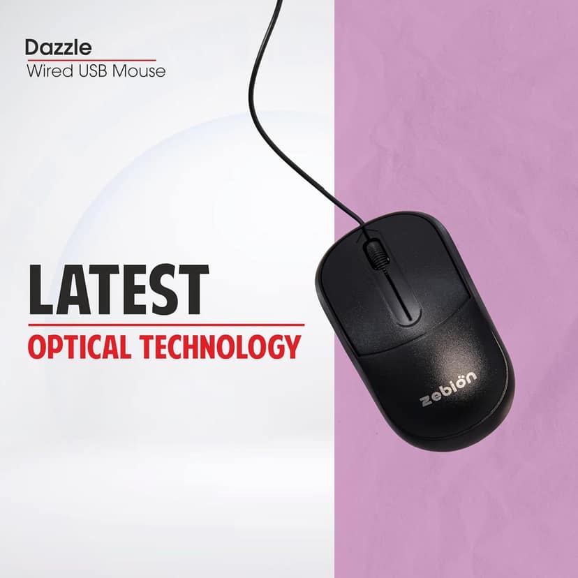 Zebion Dazzle USB Mouse 800 DPI - Black view 3
