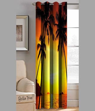 BELLA TRUE Abstract Printed Semi-Transparent Eyelet Curtain 9 ft ( Pack of 1 ) - Multicolor