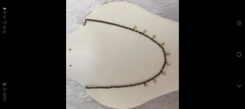 Black Beads Mangalsutra with Gold Plated Tear Drop Pendants view 2