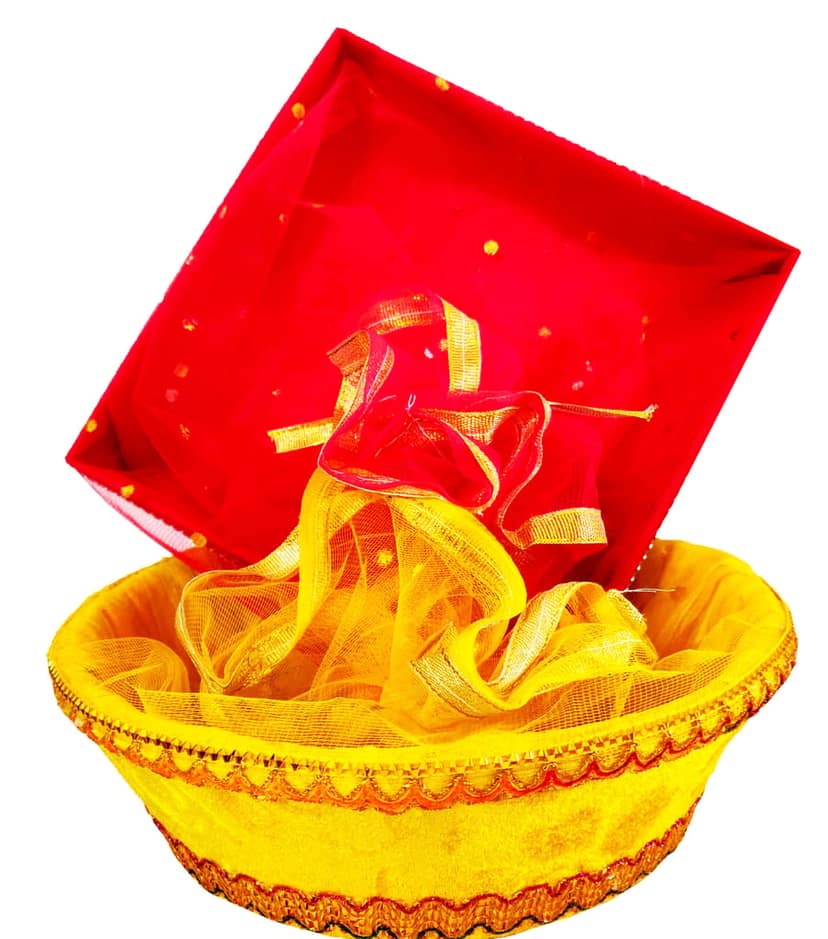 Omkar by R3 Inc. Omkar Royal Gift Basket for Gifts Hampers | Fancy Basket | Wedding Basket for gift | fruit Packing (Pack of 2 / Jumbo) Square & Round Basket- Multi Color view 2