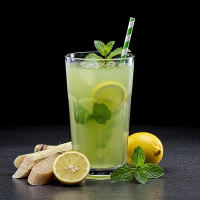 Mint Lemon Cane [Sugarcane Juice+Lemon+Mint)