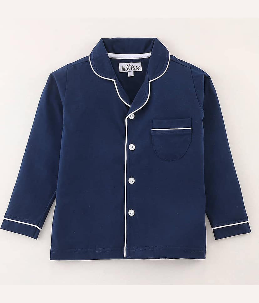 Nite Flite Pack of 1 Boys 100% Cotton Nightsuit Set ( Blue ) view 2