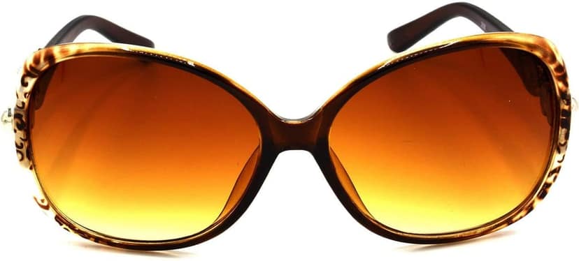HRINKAR Unisex Over-sized Sunglasses Brown & Black Frame, Brown & Green Lens (Medium) - Pack of 2 view 2