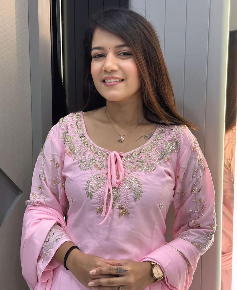 Pink Farshi Salwar Suit for Women Hand Embroidery Work view 3