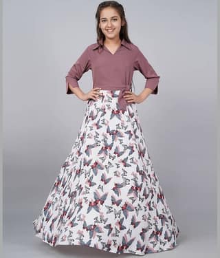 Aarya Designer Crepe Fit And Flare Dress For Girls ( Pack of 1 , Red )