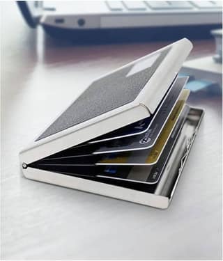 Shuangyou Silver Card Holder/Passport Holder/Document Holder Button Black Card Holder