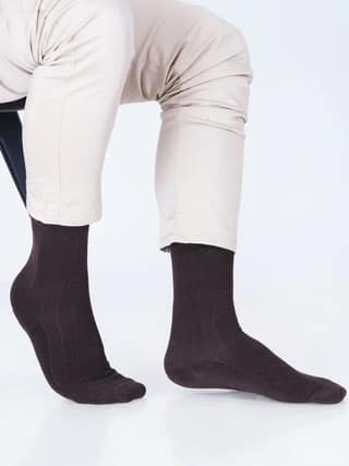 Cotton Rich Designer Socks for Men and Women - Rib Stripe (Brown)