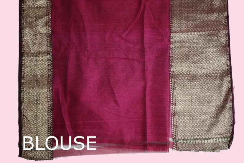 Epic Rani Pink Mix Border handloom Saree with Tassels view 5