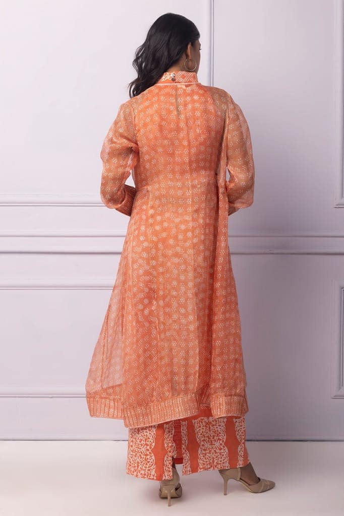 Orange Printed Angrakha view 4