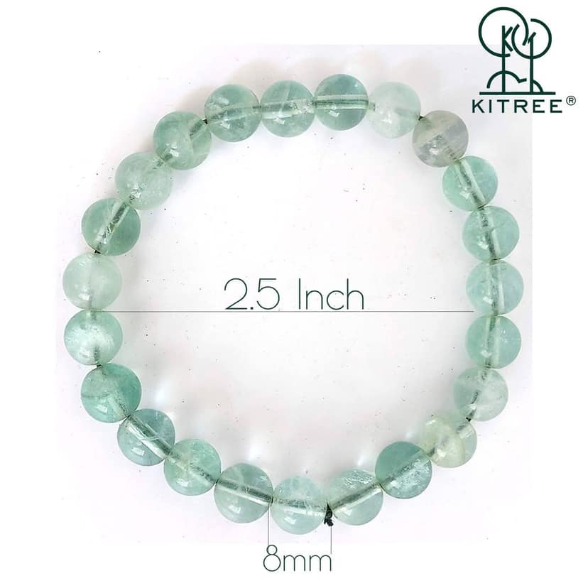 KITREE NATURAL GREEN FLOURITE CRYSTAL BRACELET 8MM ROUND FOR UNISEX (GREEN COLOR) view 2