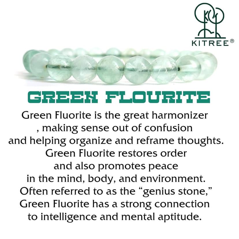 KITREE NATURAL GREEN FLOURITE CRYSTAL BRACELET 8MM ROUND FOR UNISEX (GREEN COLOR) view 3