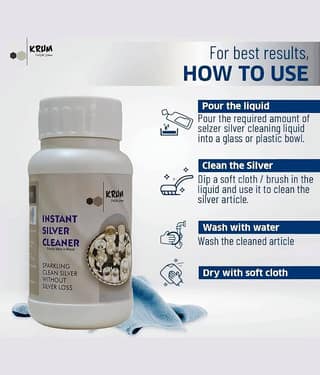 KRUM Silver Jewelry cleaning liquid Silver Polish Liquid Instant Silver Cleaner Sparkling Clean Silver 250 mL