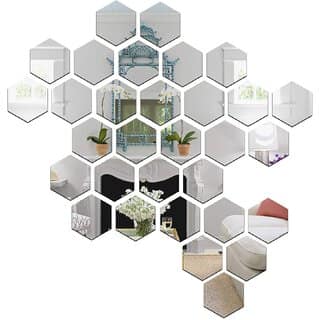 Grahak Trend 31 Hexagon 10 Butterflies Silver (Size 10.5 x 12 cm) 3D Acrylic Wall Sticker.