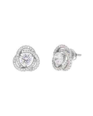 "Stunning Cubic Zirconia Double Halo Stud Earrings in Sterling Silver"