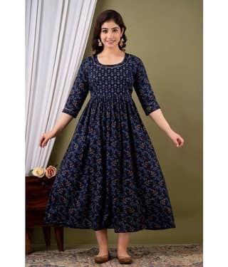 Nevisha Style Blue Cotton Maternity Kurta Single
