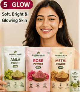 SHUSHRAJ JAIVIK Amla Rose Methi Facial Powder 100g | Festival Offer | FREE Aloe Vera Powder 20g | Natural Herbal Face Pack | Bright & Glowing Skin view 6