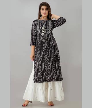 NeshamaKurti - Black Rayon Women's Straight Kurti ( Pack of 1 )