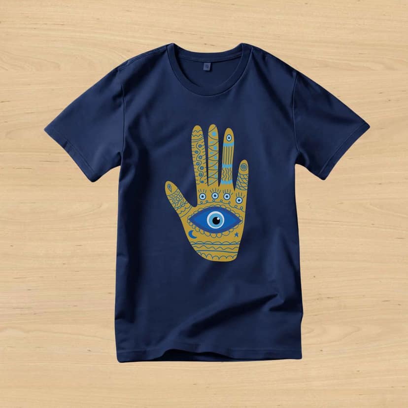 Trishoolin 100% Cotton Regular Fit Graphic T-Shirt | Mystical Eye Graphic Theme Art Crew Neck Half Sleeve Tee (Design 30148MB, Pack of 1) view 2