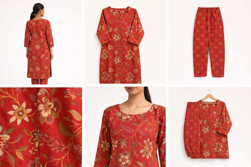 Women Cotton Printed Straight Kurti Pant Set | Floral Printed Kurta with Pant | Casual Daily Wear Ethnic Kurti Set for Women view 2