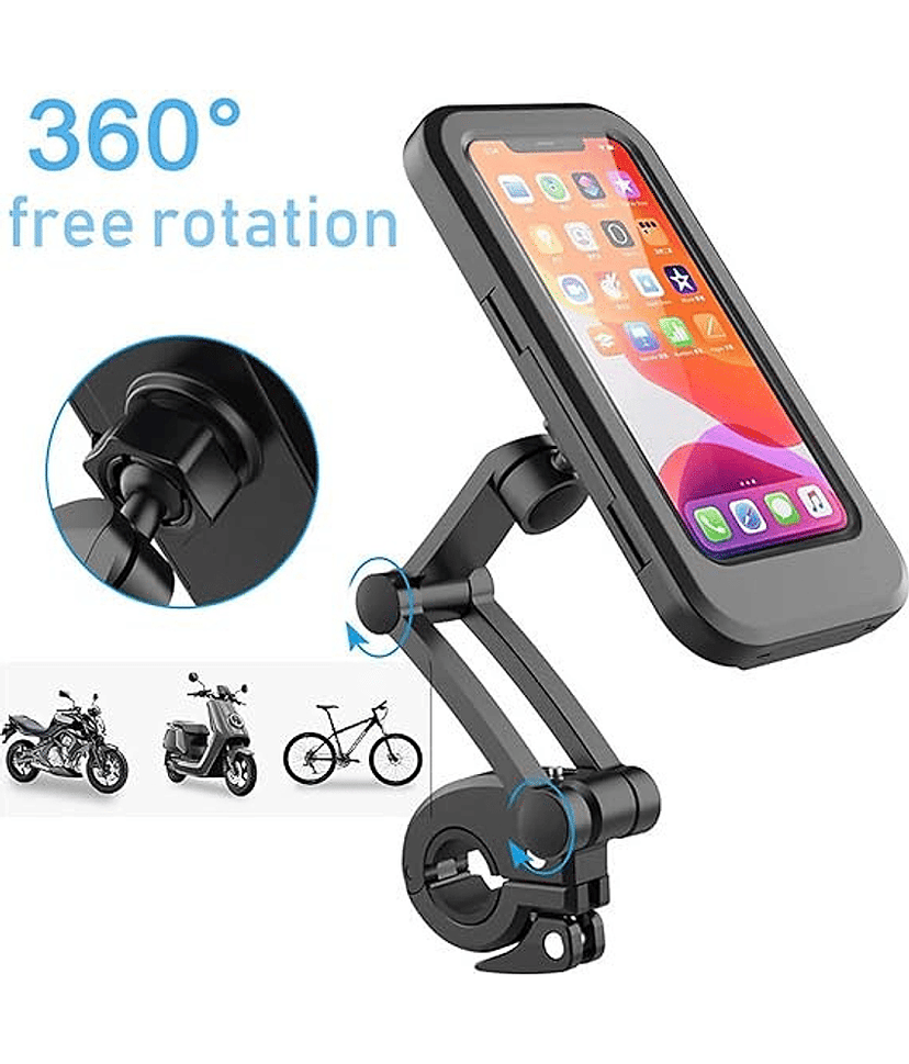 sakimo Phone Holder for Bike Outdoor Waterproof Phone Mount with Aluminum Alloy Installation Base Anti-Glare Touch-Screen Design 360 ° Rotatable Phone Holder view 2