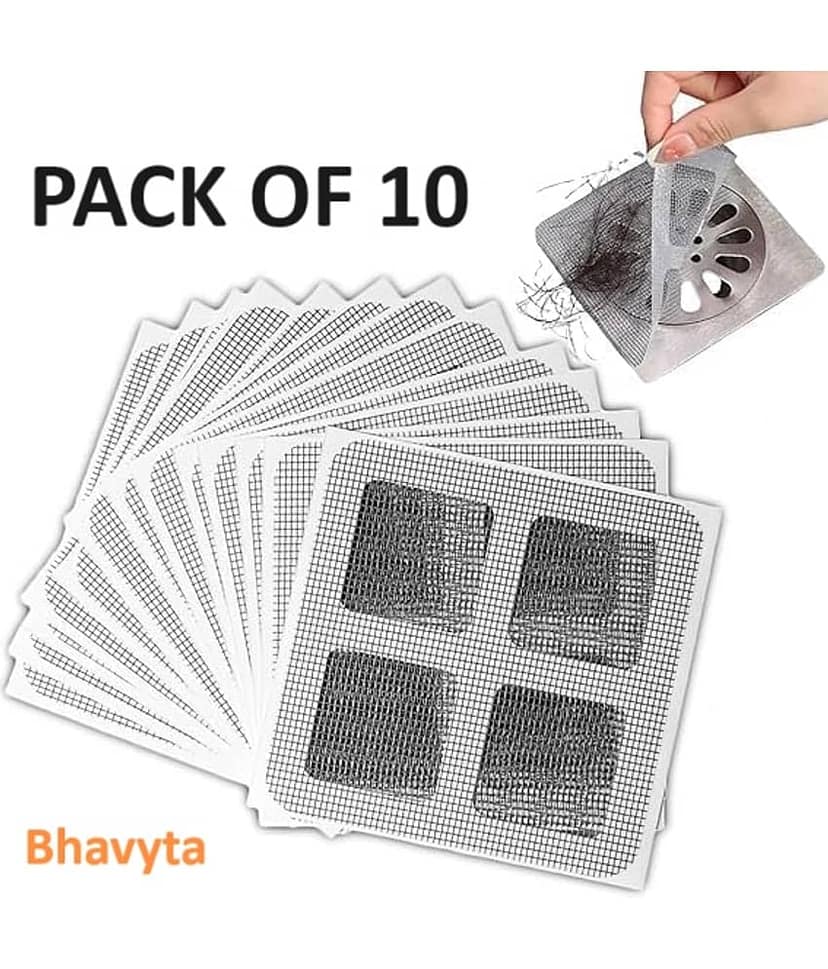 Disposable Shower Drain Hair Catcher, Drain Hair Catcher Waterproof Mesh Stickers for Bathroom Accessories, Apartment Essentials for Kitchen, Sink, Bathtub (4" X 4") (10)