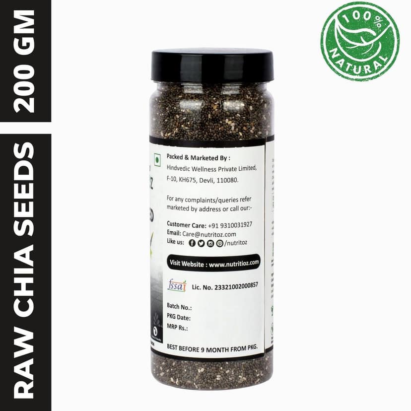 Nutritoz Natural Raw Chia Seeds For Weight Loss With Omega 3, Fiber, Calcium And Zinc view 3