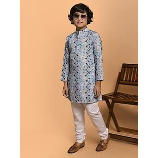 PrintCultr Boys Festive & Party Kurta and Pyjama Set (Blue)