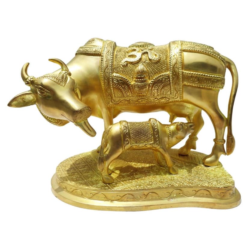 Brass Showpiece Gaye Bachdha Statue (BSMAS002) view 2